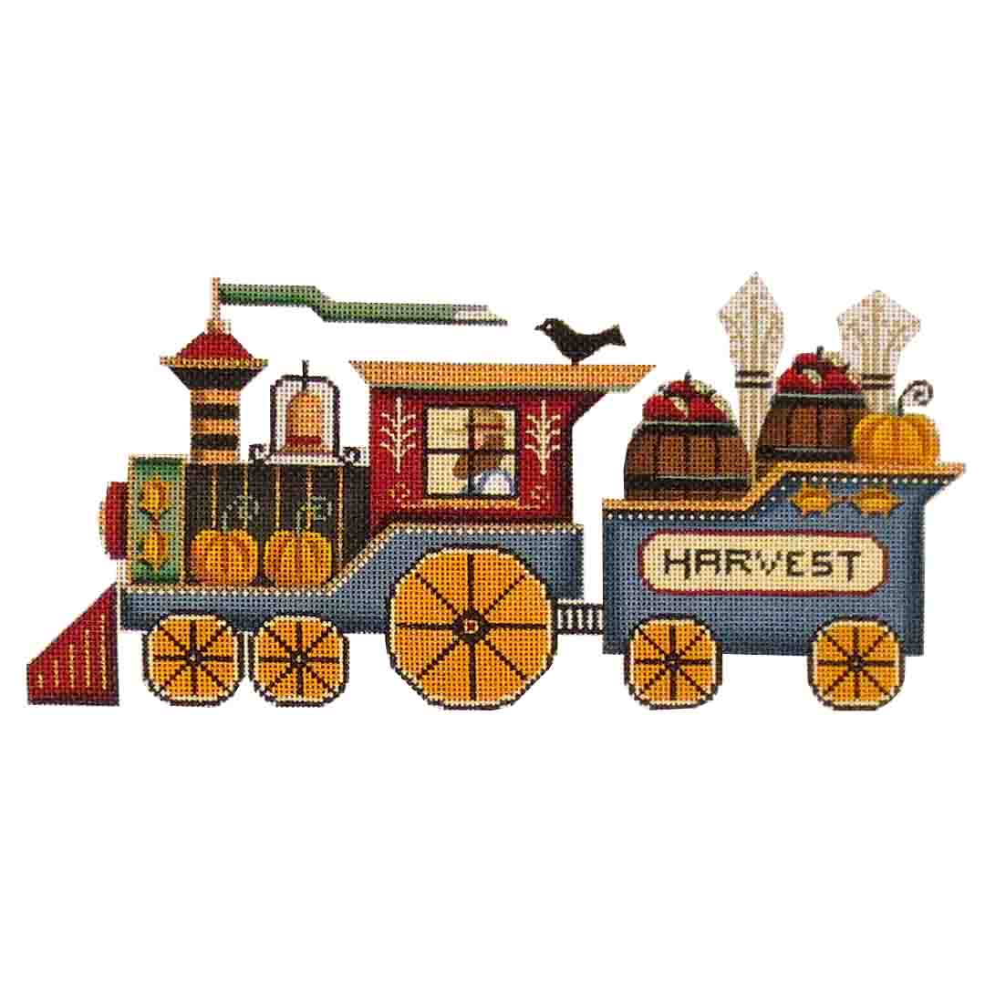 Hand Painted Needlepoint Trains